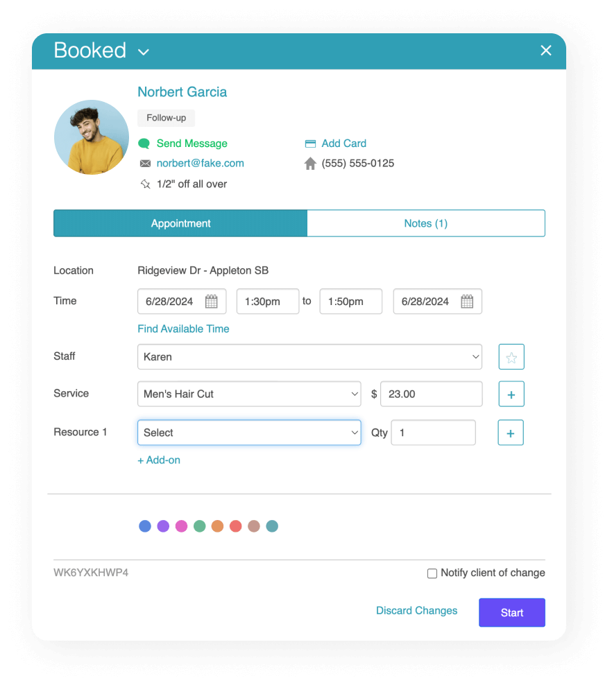 book appointment UI