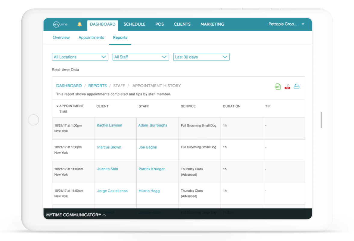 MyTime appointment history