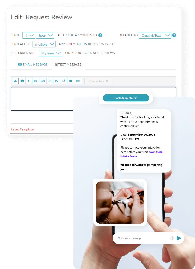mensajes de texto automatizados con MyTime