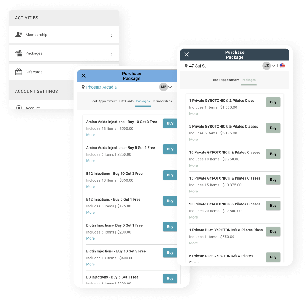 purchase a package with myTime's guest app