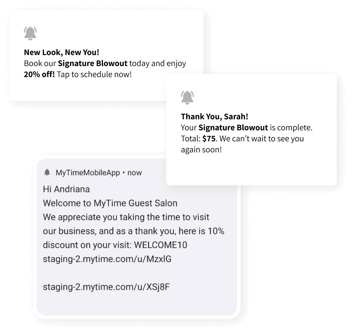 Text message notifications from MyTime