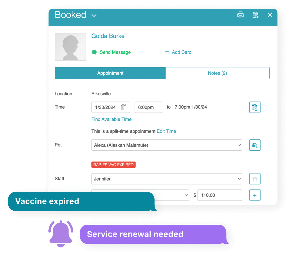 UI showing automated client expiration reminder