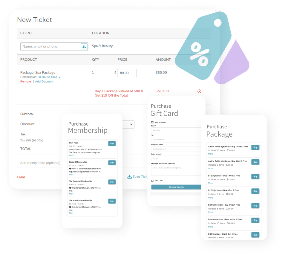 MyTime Promotions, Packages, Memberships, and Gift cards