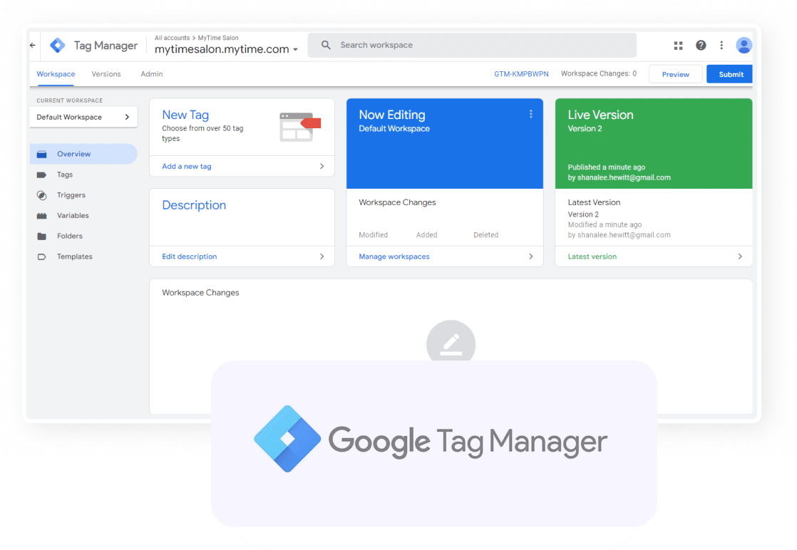 Google Tag Manager dashboard
