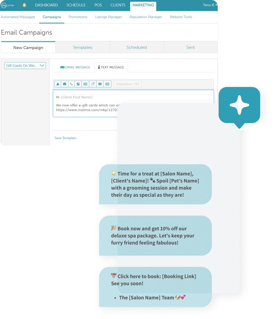 MyTime's Email Campaigns dashboard