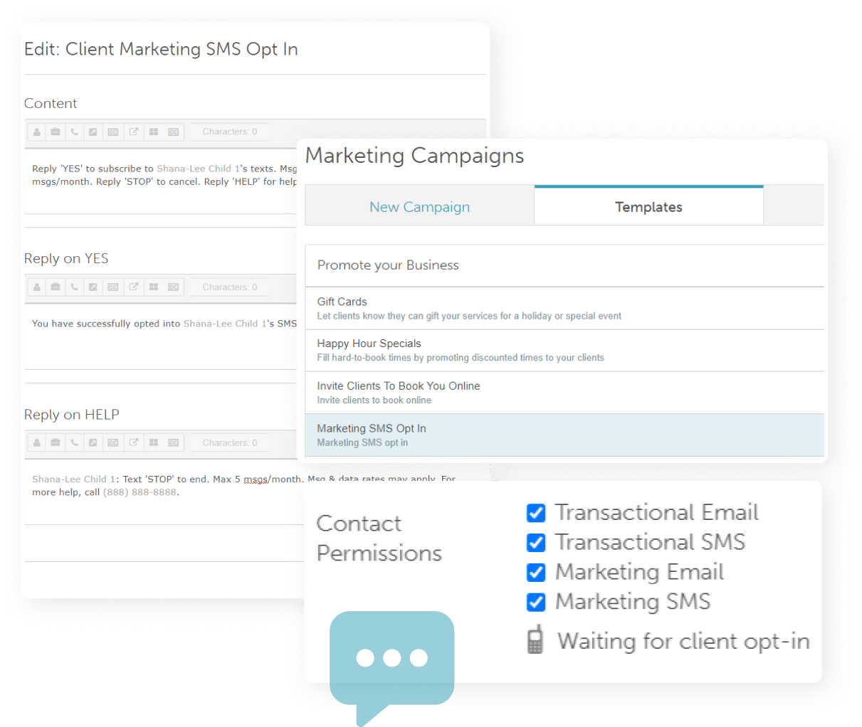 MyTime UI showing an email template being edited