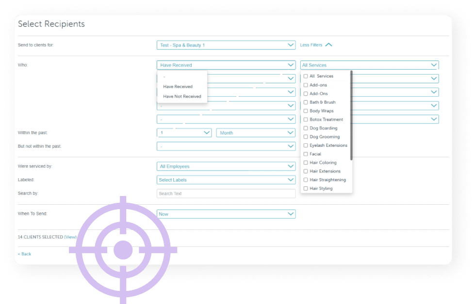MyTime UI with service-specific campaigns