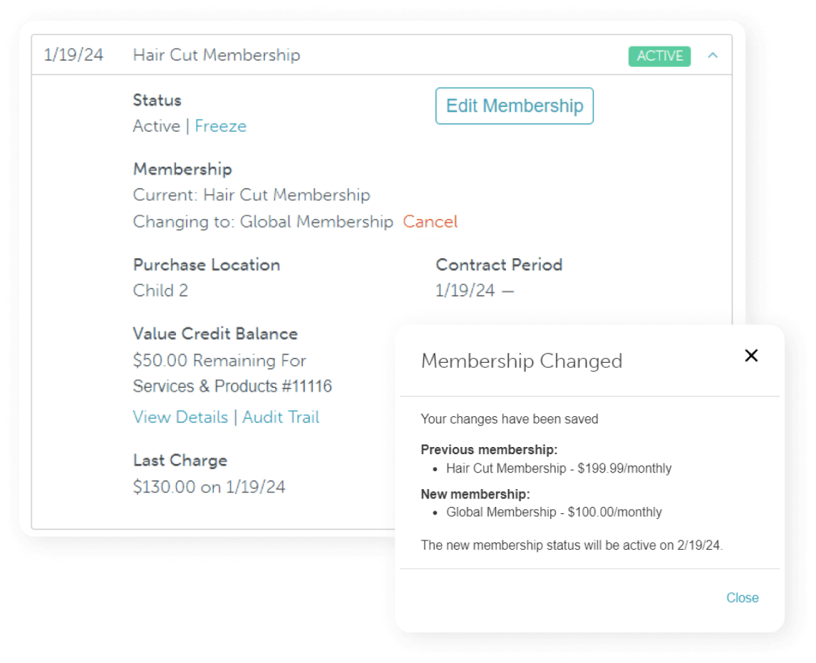 myTime 使用者介面顯示會員資格變更