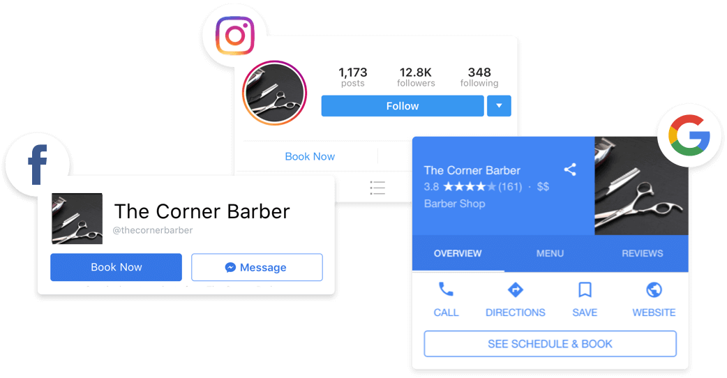 book from Instagram, Facebook, or Google