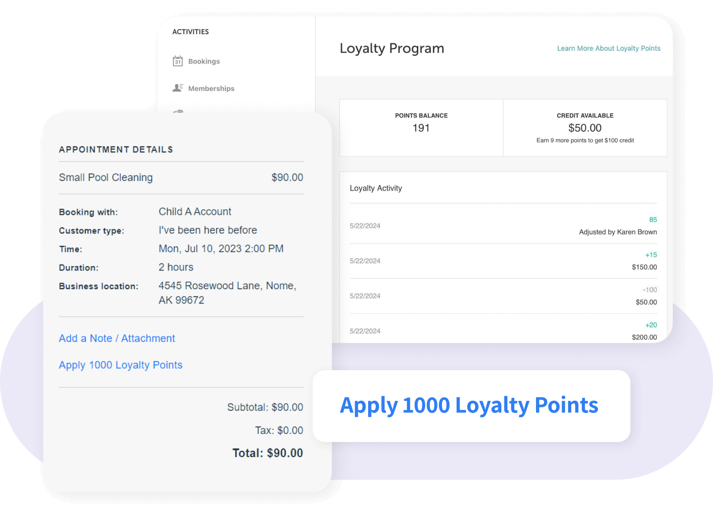 loyalty-004 MyTime Loyalty Program user interface