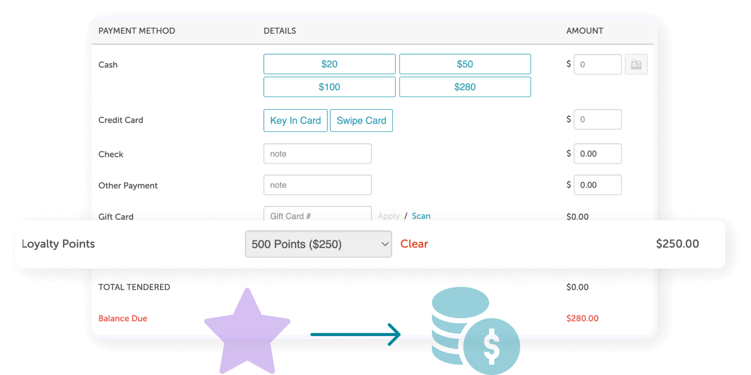 MyTime loyalty points user interface