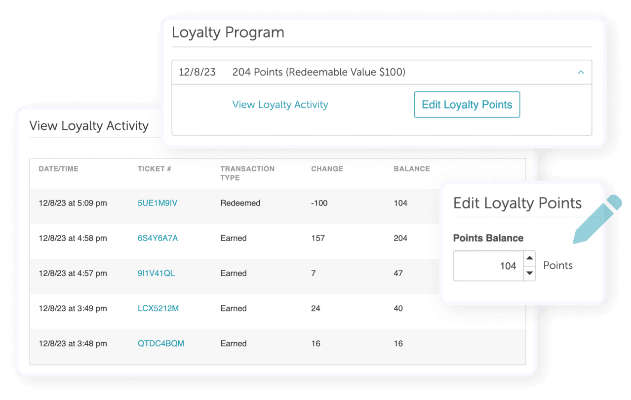 MyTime loyalty program user interface