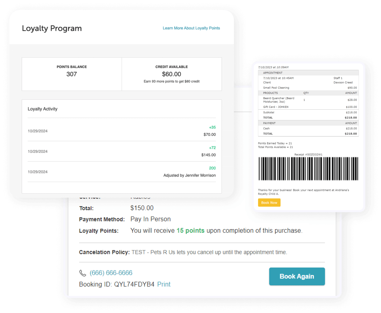 Loyalty Program with booking receipt