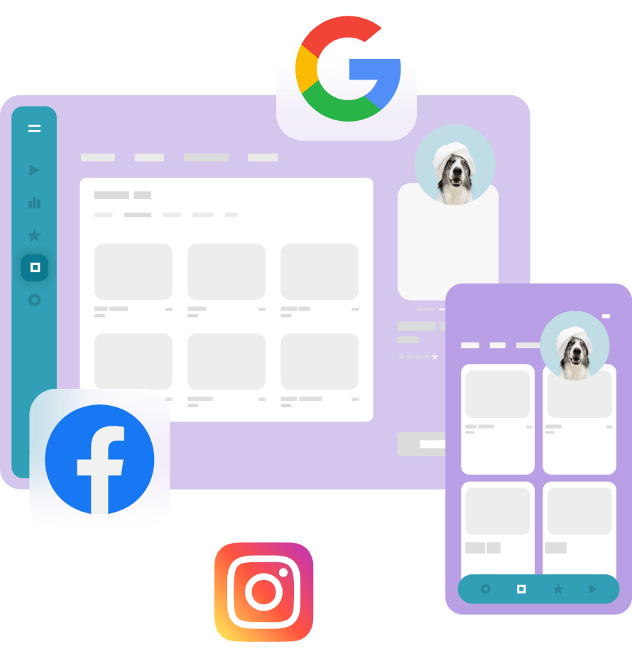 Marca de cuidado de mascotas en Google, Facebook e Instagram