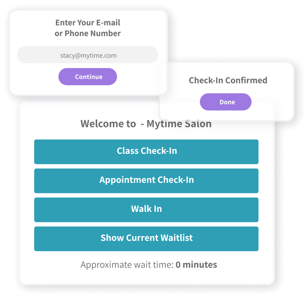 myTime check-in to appointments from phone
