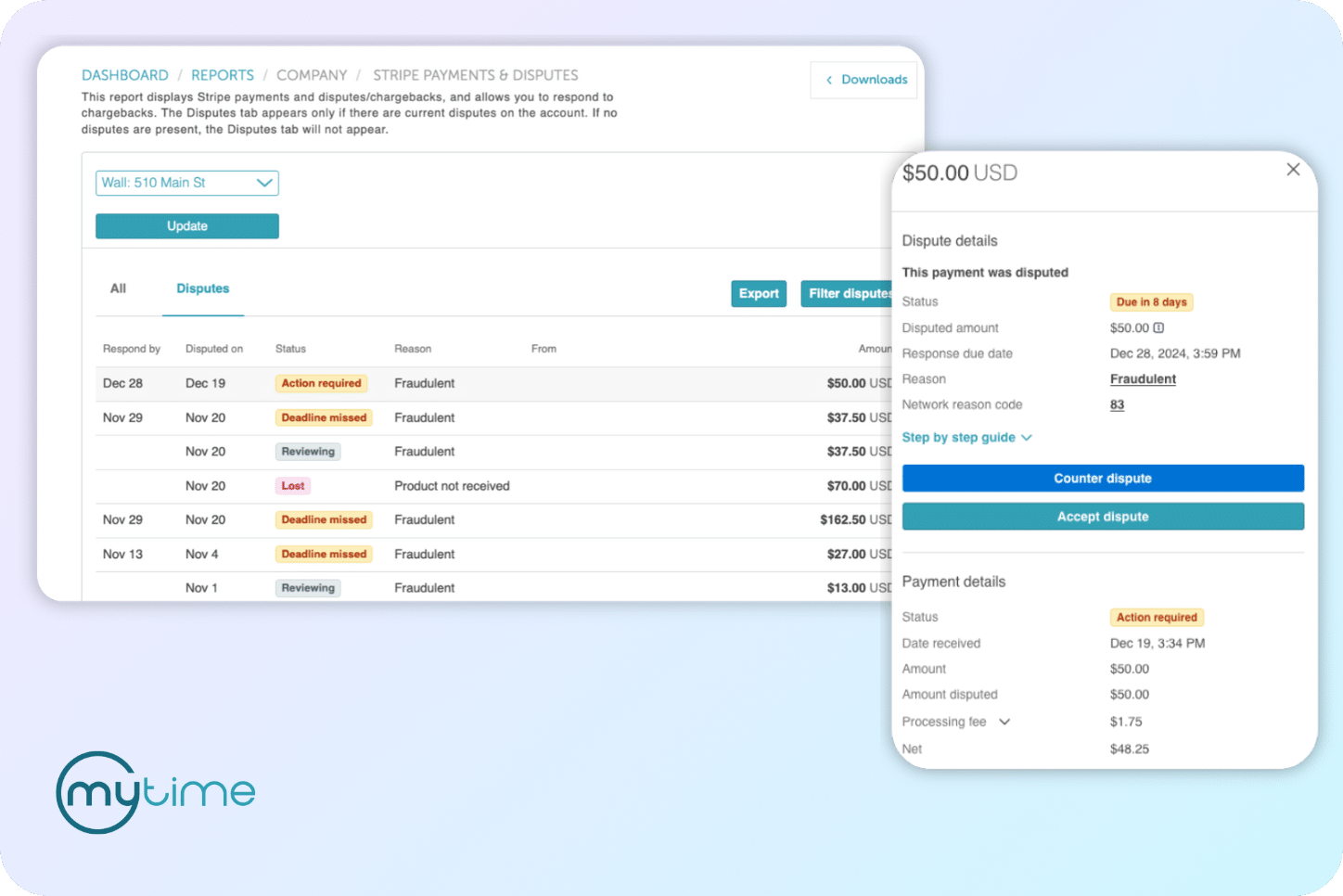 Protect Your Revenue: How MyTime’s New Payments & Disputes Report Empowers Multi-Location Businesses Integrated with Stripe
