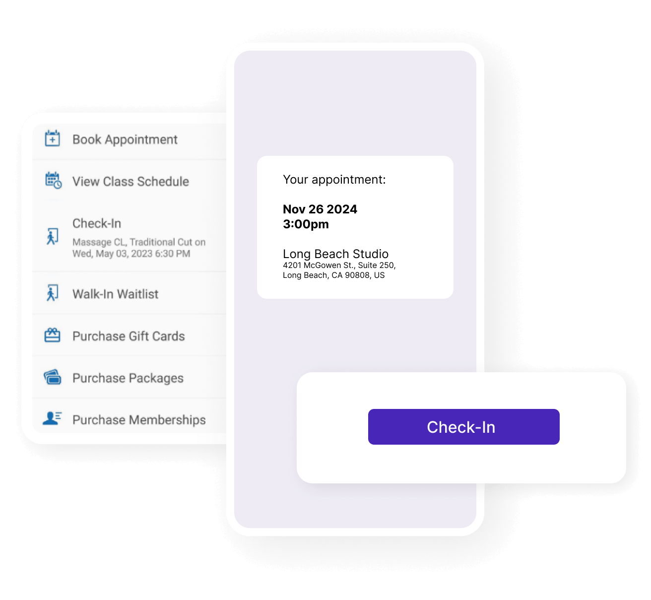 Enregistrez-vous à votre rendez-vous depuis l'application mobile.