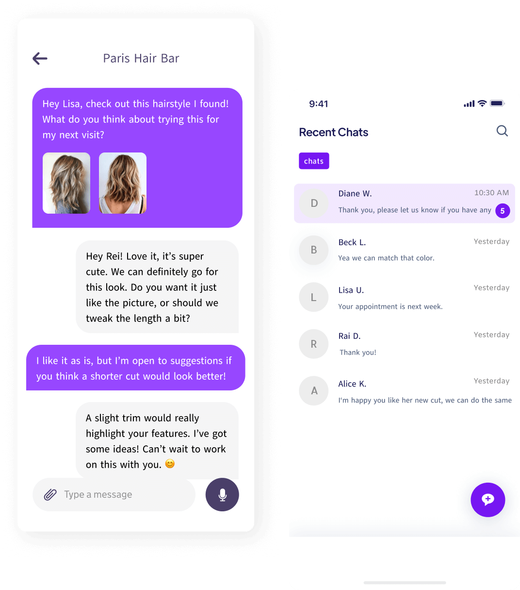 Messagerie pour les salons de beauté
