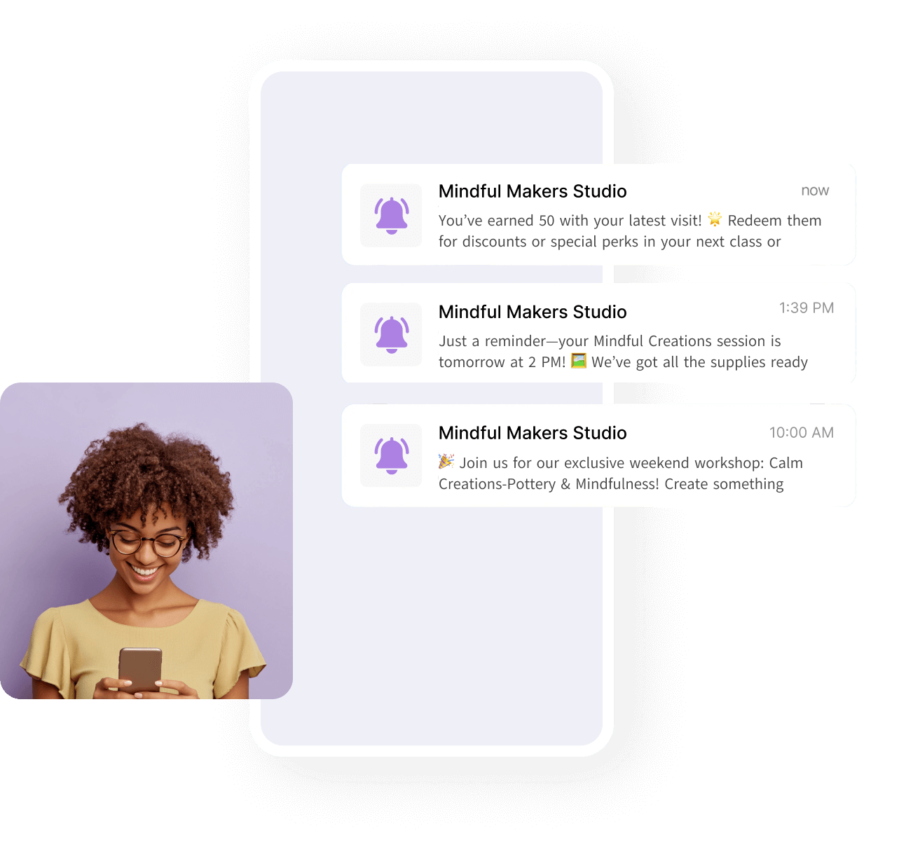 La aplicación móvil de marca ayuda a mantener a los clientes actualizados con notificaciones.