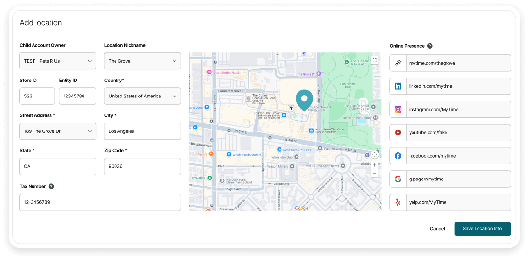 Group 1000013920 myTime's location management interface