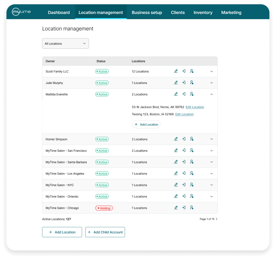 Group 1000013935 myTime's Location management interface