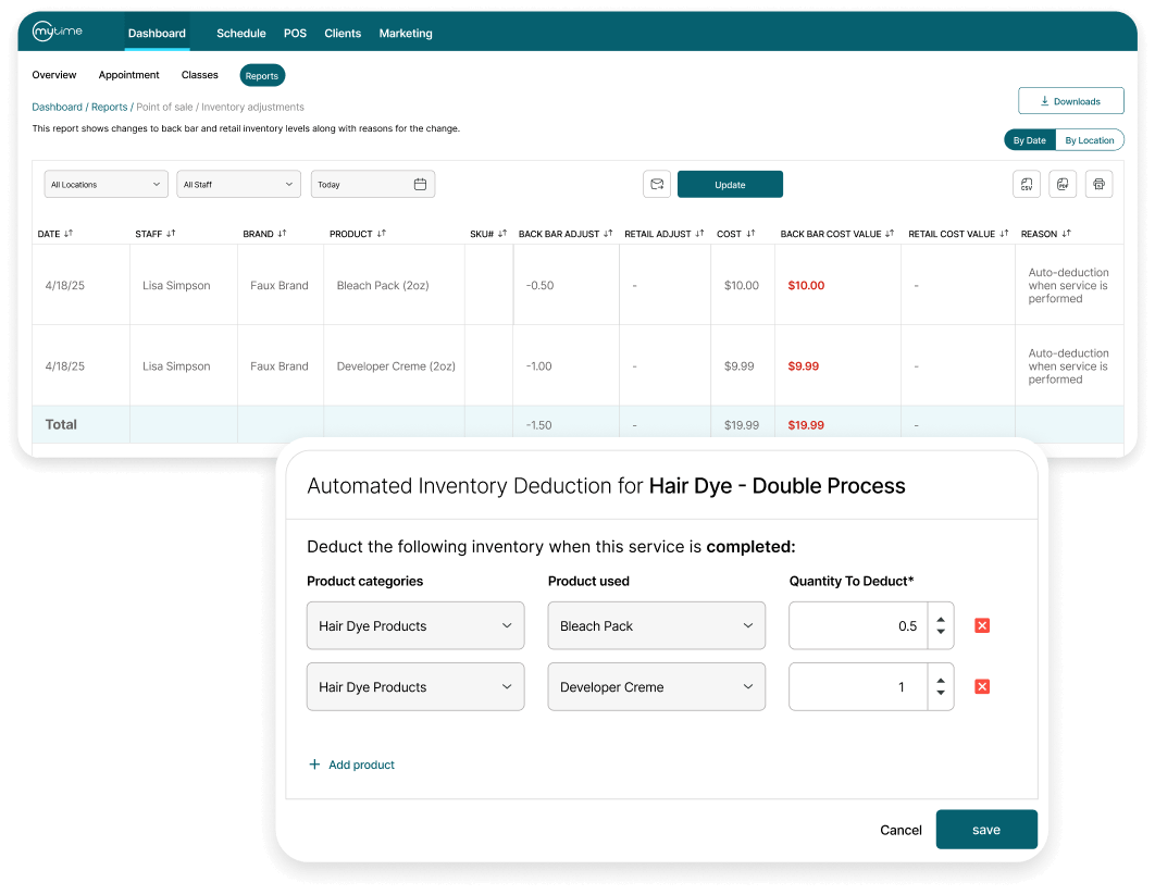 Group 1000013952 myTime's inventory and POS user interfaces