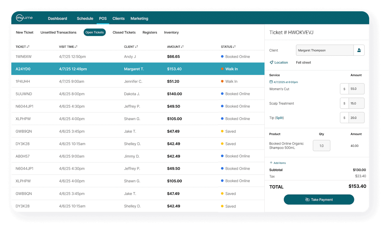 MyTime-Home-POS Point of Sale interface