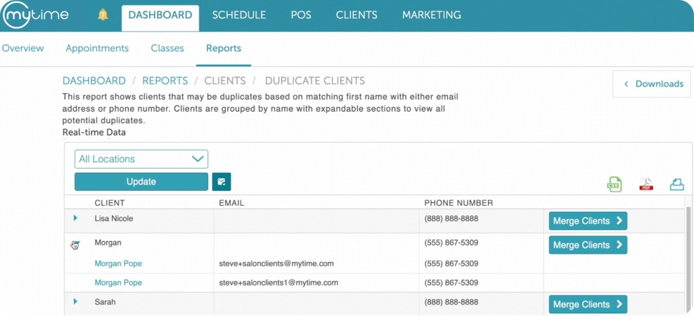 MyTime Global Client Profiles Dashboard