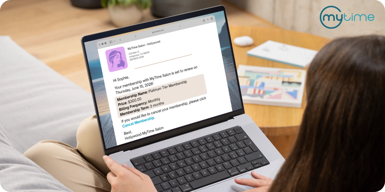 Client receiving a membership email