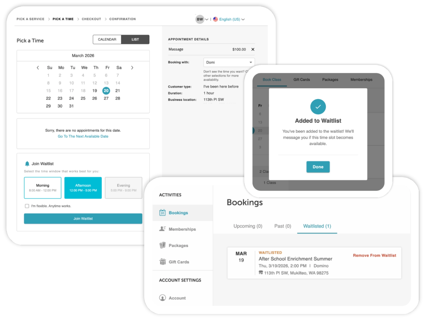 MyTime Waitlist Booking Feature