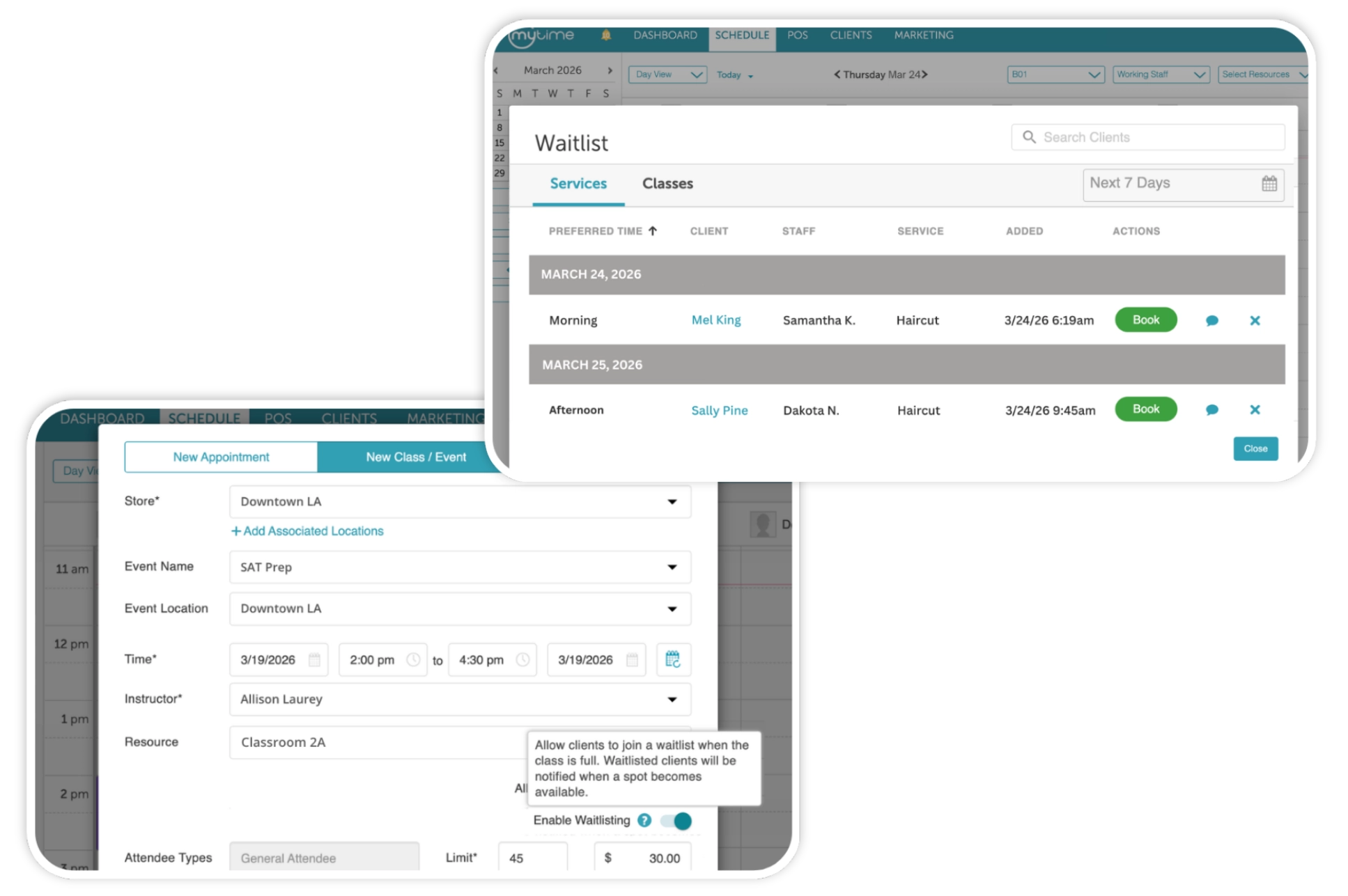 MyTime Waitlist Feature